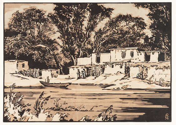 Калашников Анатолий Иванович. Лот из двух подготовительных эскизов к оттиску и линогравюра